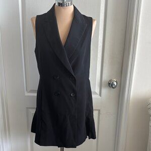 ZARA Black Double -breasted Sleveless Ruffle Dress Sz.M
